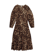 Animal Print Midi Waisted Tiered Dress