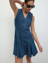 Pure Cotton Denim Mini Skater Dress