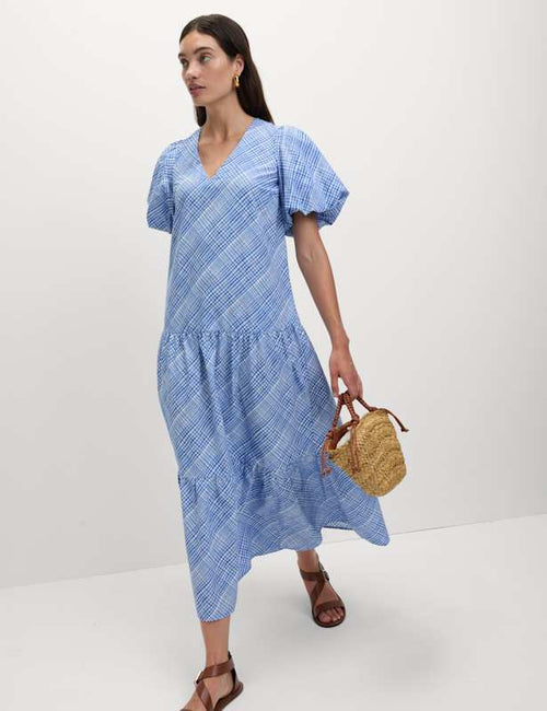 Pure Cotton Midi Relaxed Tiered Dress