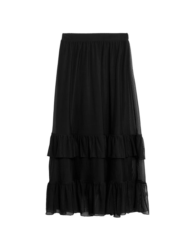 Jersey Ruffle Midaxi Tiered Skirt