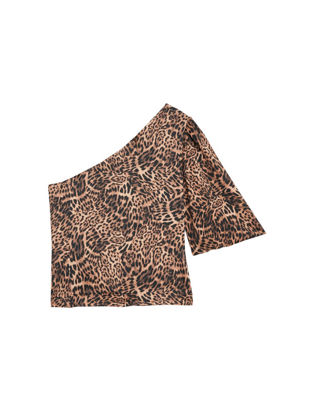 Animal Print One Shoulder Blouse