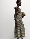 Cotton Blend Checked Shirred Top