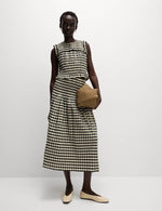 Cotton Blend Checked Shirred Top
