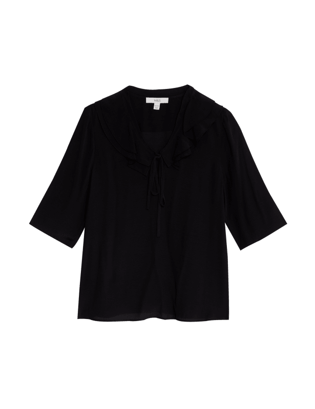 V-Neck Frill Detail Top