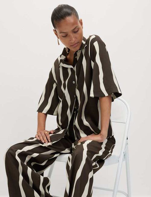 Printed Collared Oversized Resort Shirt
