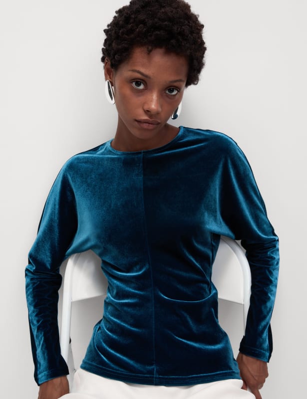 Velvet Round Neck Blouse