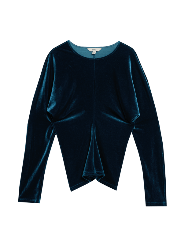 Velvet Round Neck Blouse