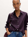 Satin Collared Button Through Shirt