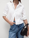 Pure Cotton Collared Cropped Shirt