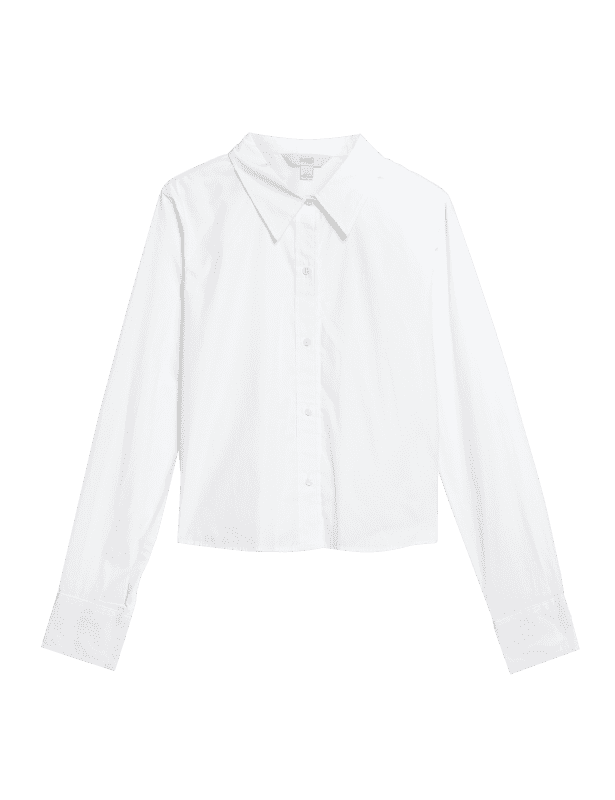 Pure Cotton Collared Cropped Shirt