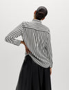Satin Striped Collared Button Through Shirt