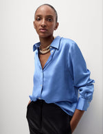 Satin Collared Button Through Shirt