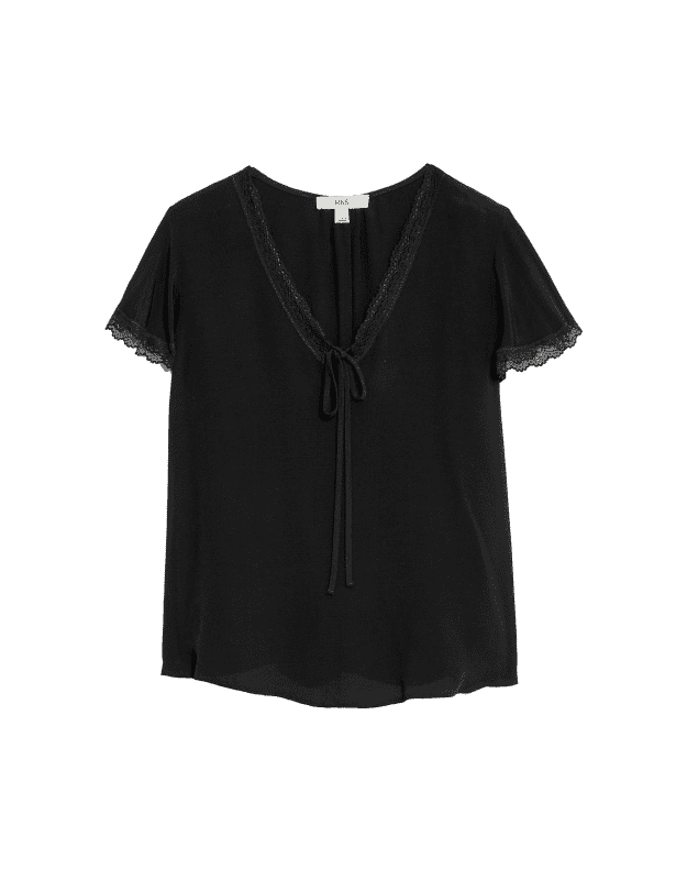 Lace Detail V-Neck Blouse