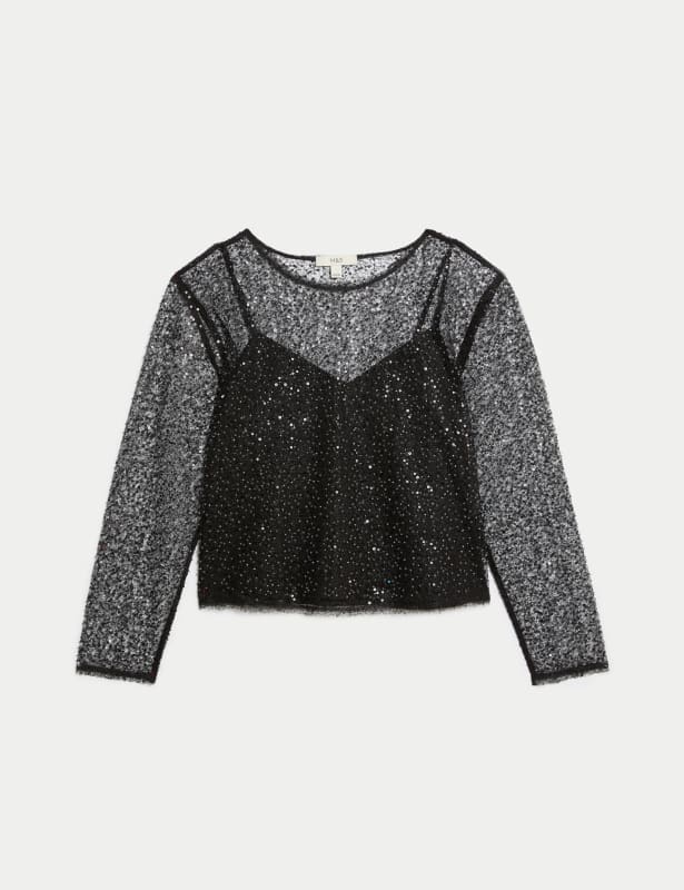 Sequin Regular Fit Top