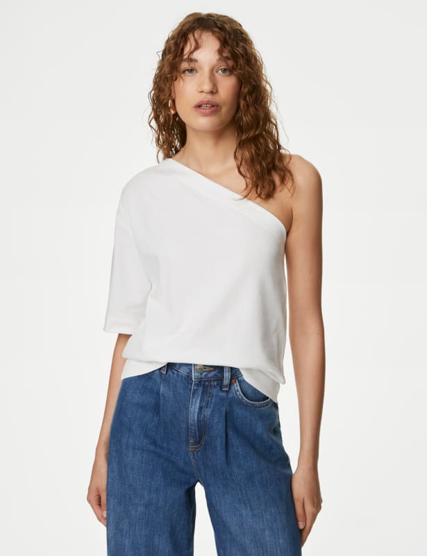 Pure Cotton One Shoulder Top