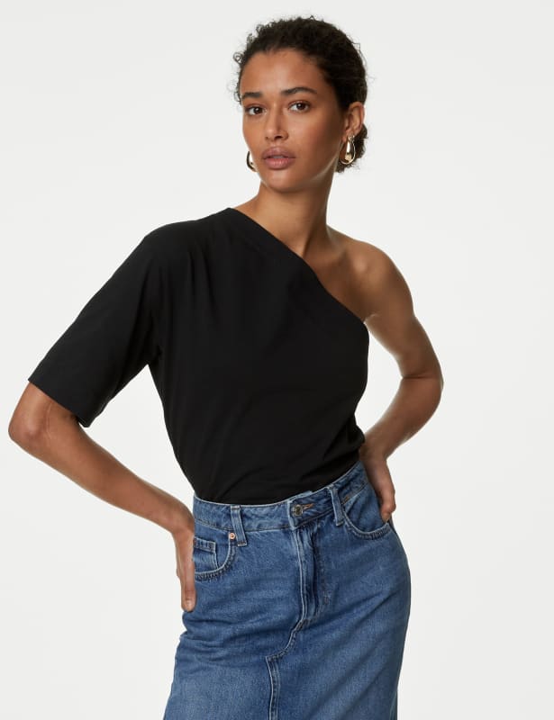 Pure Cotton One Shoulder Top