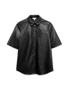 Faux Leather Collared Button Through Shirt