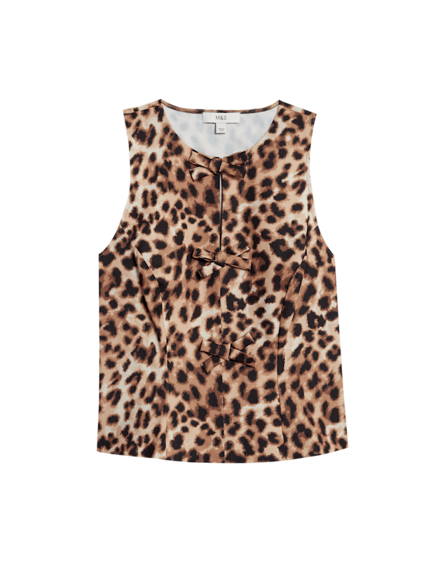 Animal Print Bow Detail Blouse