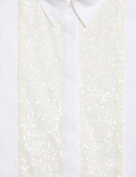 Pure Cotton Sequin Sparkly Collared Shirt