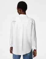 Ramie Broderie Detail Collared Shirt