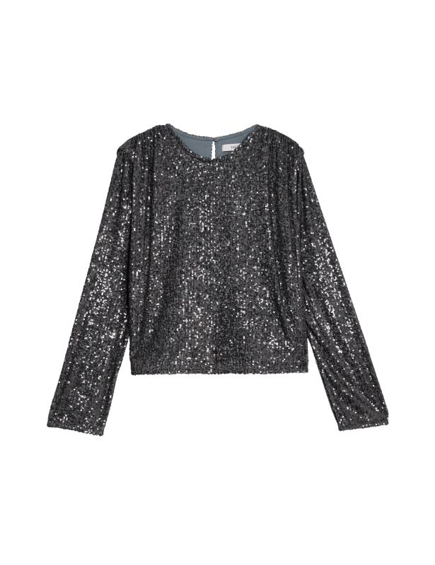 Sequin Round Neck Top