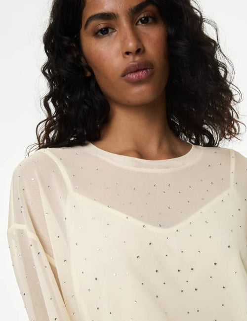 Embellished Round Neck Top