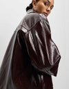 Faux Leather Lacquered Harrington Jacket