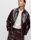 Faux Leather Lacquered Harrington Jacket