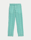 Cupro Rich Printed Straight Leg Trousers