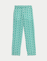 Cupro Rich Printed Straight Leg Trousers