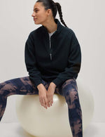 Rib Funnel Neck Half Zip Relaxed Sweatshirt