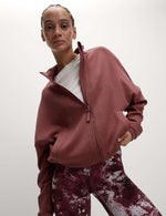 Funnel Neck Relaxed Zip Up Bomber Jacket