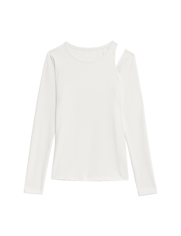 Rib Cold Shoulder Fitted Yoga Top