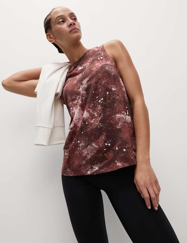 Modal Blend Printed Tie Back Relaxed Vest Top