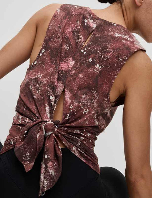 Modal Blend Printed Tie Back Relaxed Vest Top