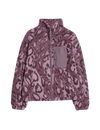Borg Printed Funnel Neck Zip Up Fleece Jacket