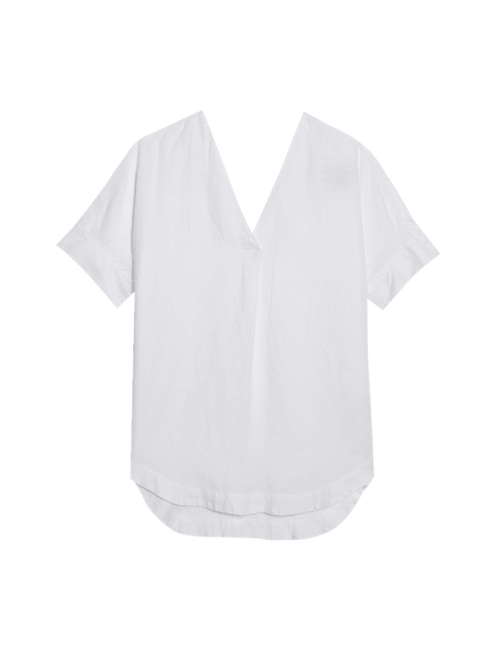 Pure Linen V-Neck Relaxed Popover Blouse