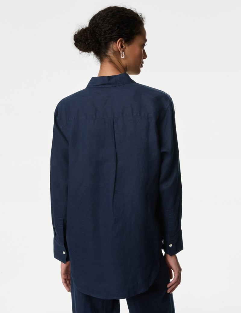 Pure Linen Relaxed Collared Shirt