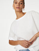 Pure Linen Round Neck Relaxed Blouse