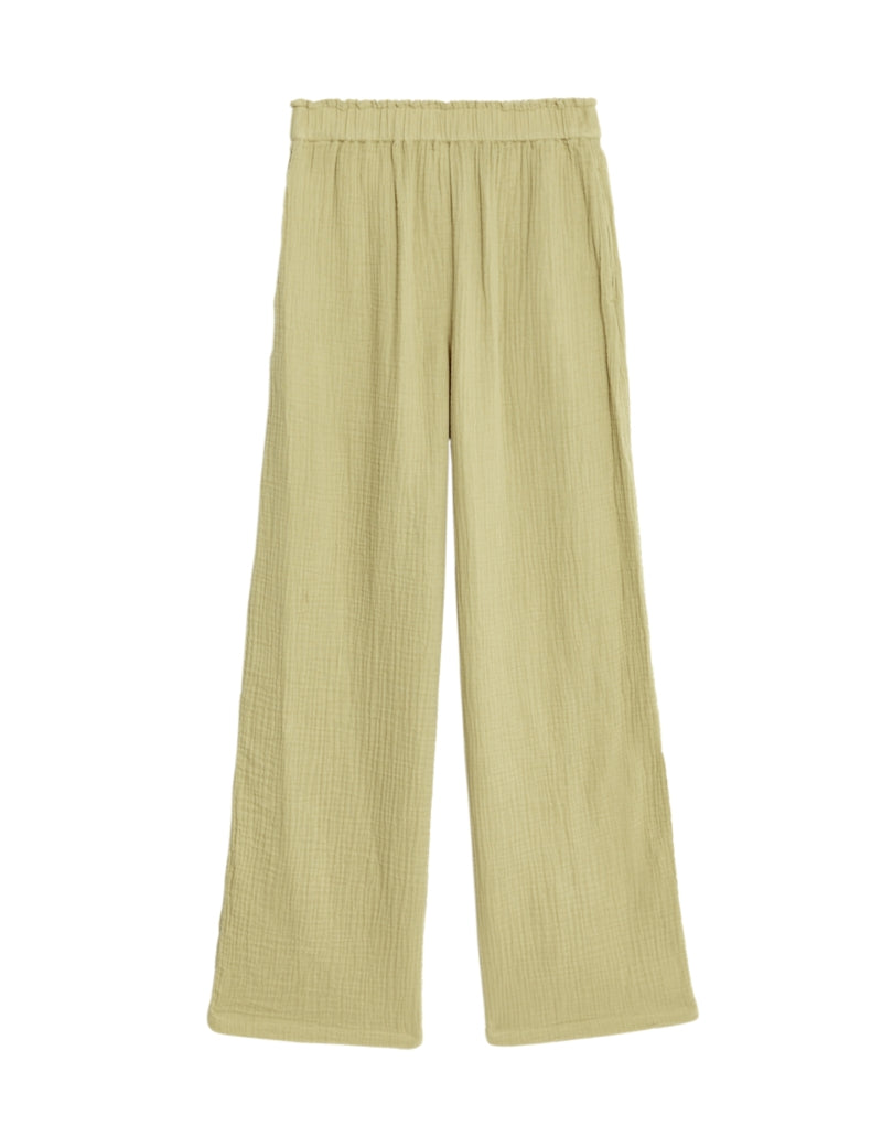 Pure Cotton Elasticated Waist Relaxed Trousers
