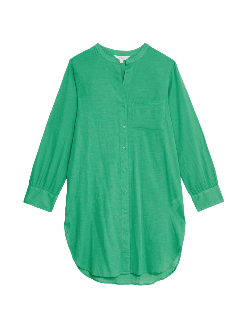 Pure Cotton Round Neck Longline Beach Shirt