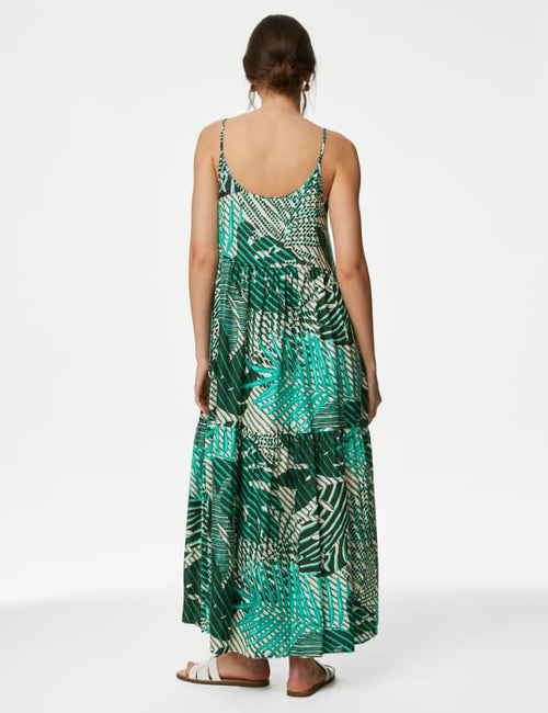 Printed V-Neck Midaxi Beach Dress