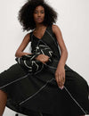 Linen Blend Embroidered Midaxi Shift Dress