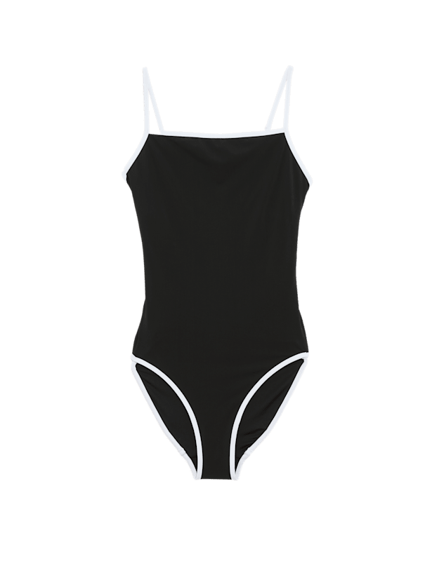 Contrast Trim Square Neck Swimsuit