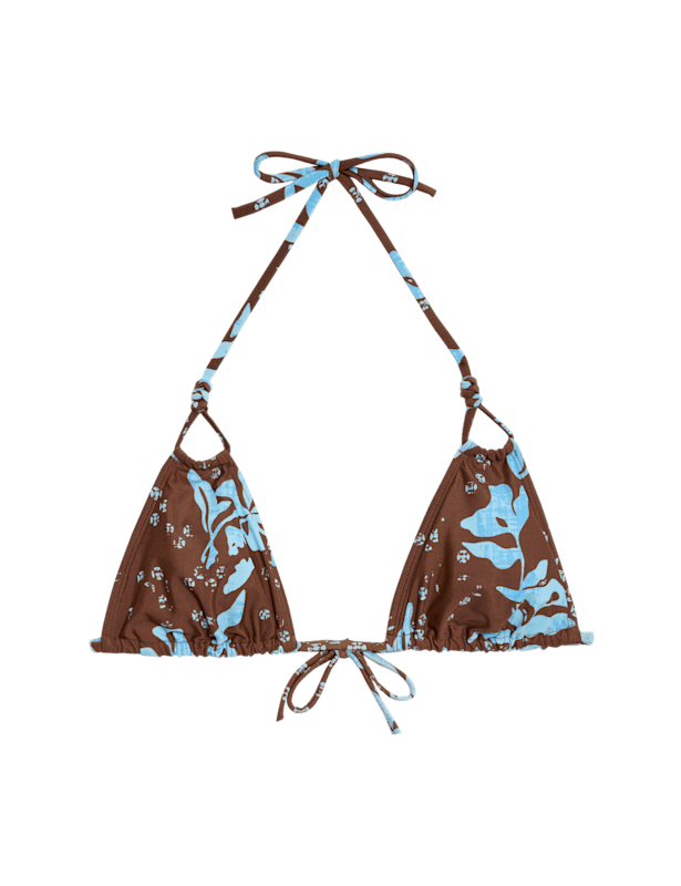 Printed Knot Front Triangle Bikini Top