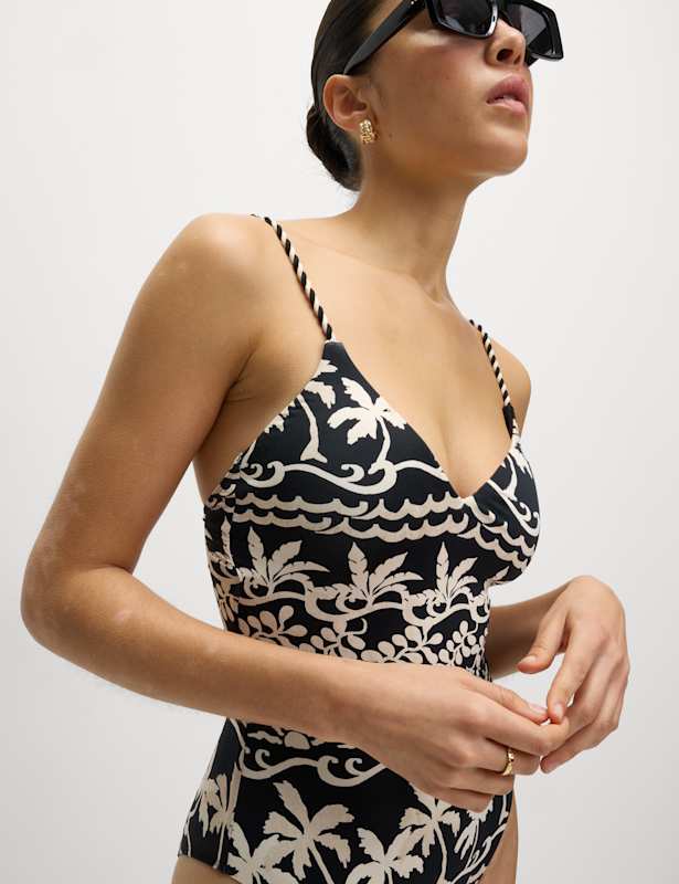 Printed Padded Plunge Swimsuit