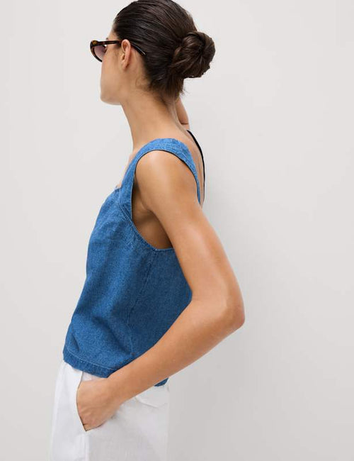 Linen Rich Square Neck Vest Top