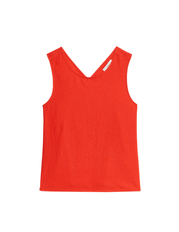 Linen Rich Cross Back Tank Top