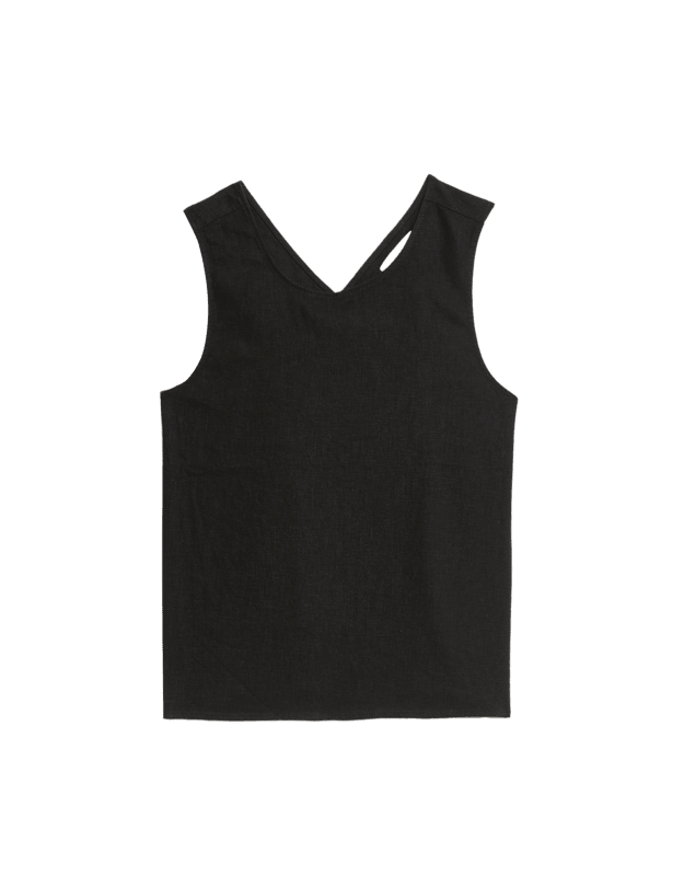 Linen Rich Cross Back Tank Top