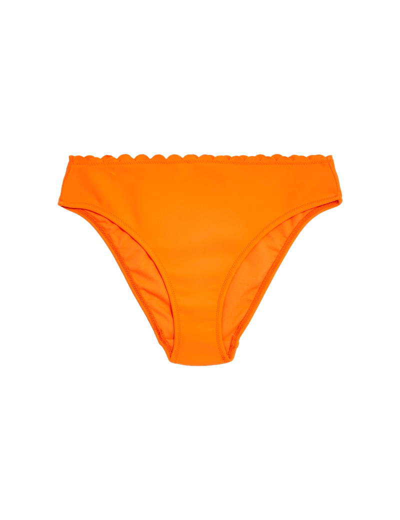 Neoprene Scallop High Leg Bikini Bottoms